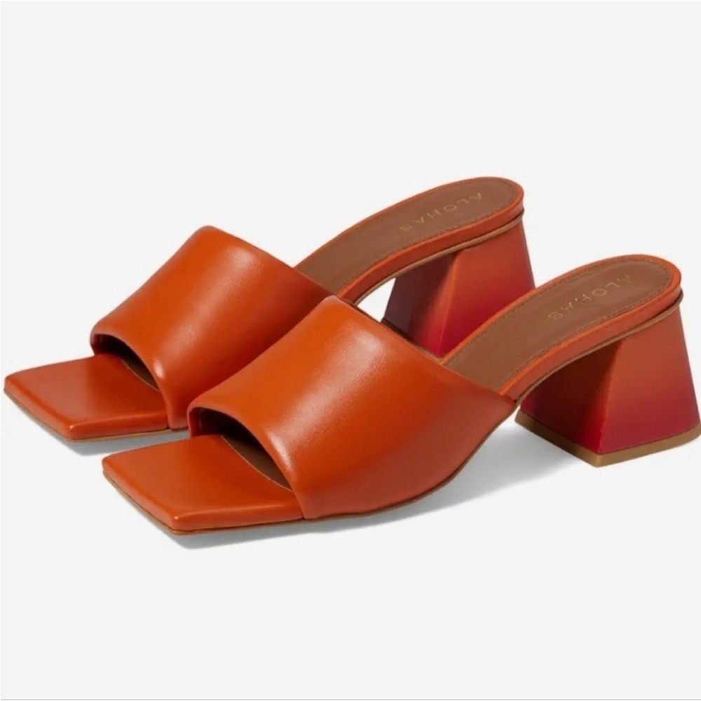 Alohas Brushed Degradé in Pomelo Orange Leather Sandals 36